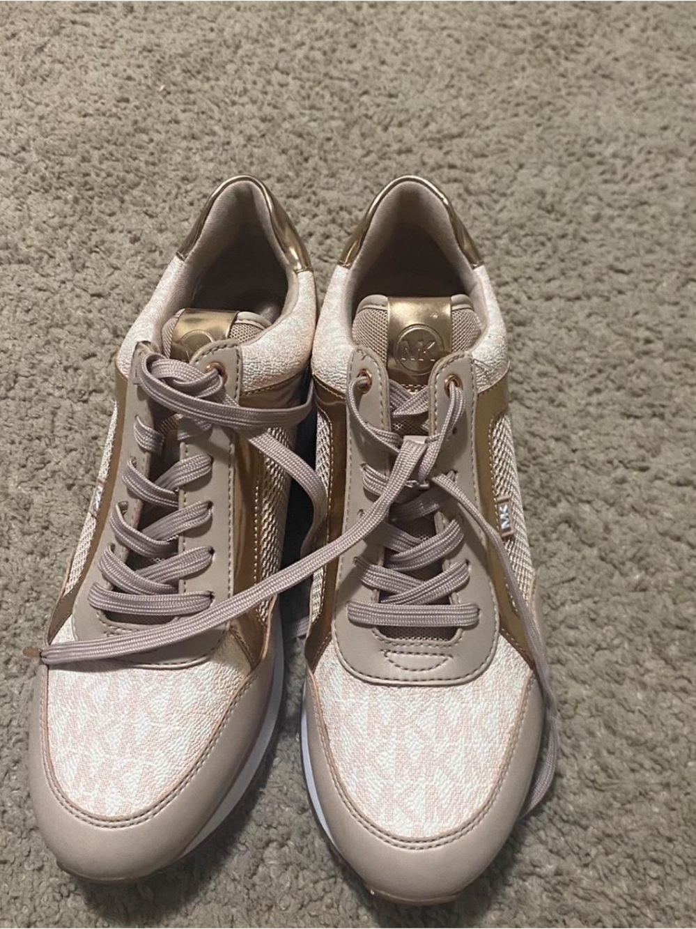 Michael Kors Women's Light Pink and Gold Trainer Sneakers